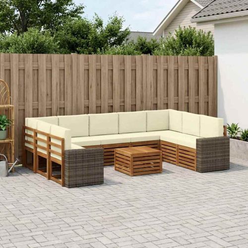 Комплекти дивани с възглавница 10 pcs Натурален и Крема