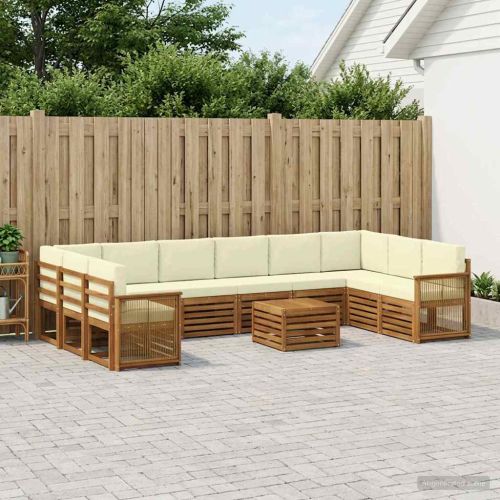 Комплект дивани за открито 8 pcs Натурален и Крема