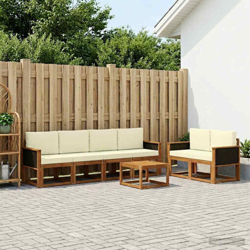 Комплект дивани за открито 6 pcs Натурален и Крема