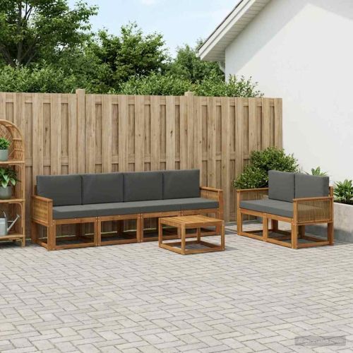 Комплект дивани за открито 7 pcs Натурален и Антрацит Полиестер