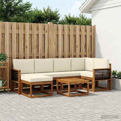 Комплект дивани за открито 7 pcs Натурален и Крема