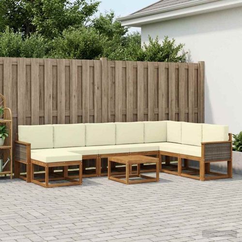 Комплект дивани за открито 9 pcs Натурален и Крема