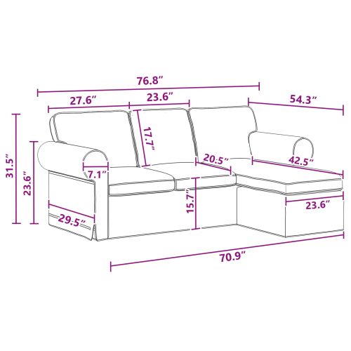 Диван Тъмен сив 215 x 138 x 80 см текстил