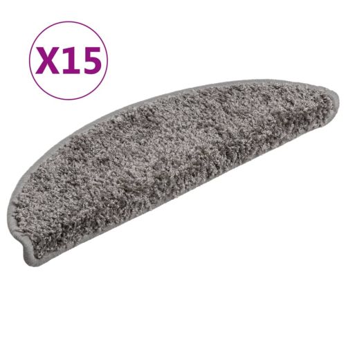 Изтривалки за стълби, 15 бр., 56x17x3 см, сиви, полукръгли