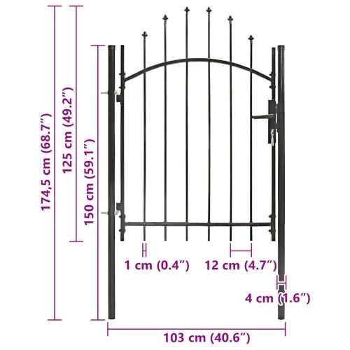 Градинска порта Woerden стомана 1x1,25 м черна