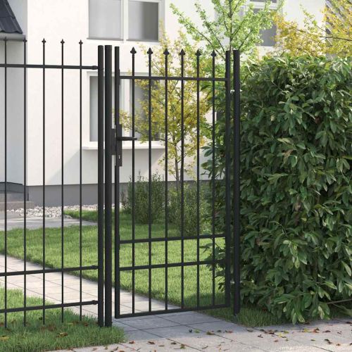 Оградна порта BOXTEL с единична врата с шипове отгоре, стомана, 1x1,75 м, черна