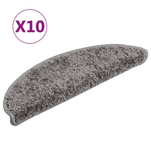 Изтривалки за стълби, 10 бр., 56x17x3 см, сиви, полукръгли