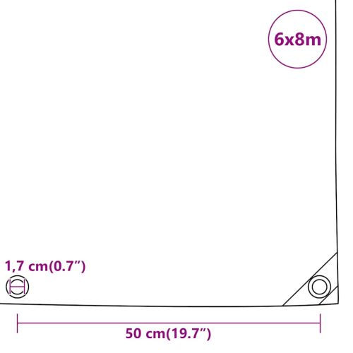 Брезент, 650 г/м², 6x8 м, черен