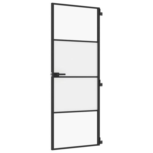 Интериорна врата черна 76x201,5 см закалено стъкло и алуминий