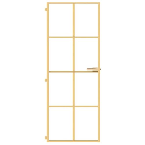 Интериорна врата златиста 76x201,5 см закалено стъкло алуминий