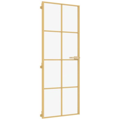Интериорна врата златиста 76x201,5 см закалено стъкло алуминий