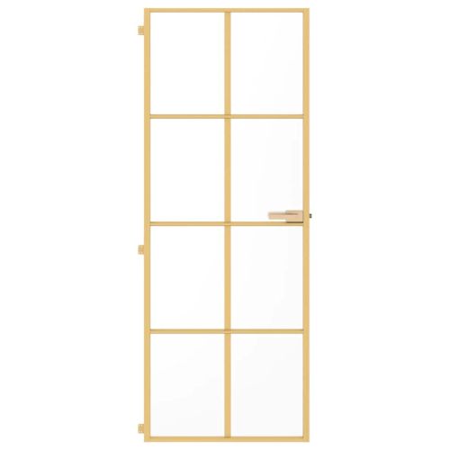 Интериорна врата златиста 76x201,5 см закалено стъкло алуминий