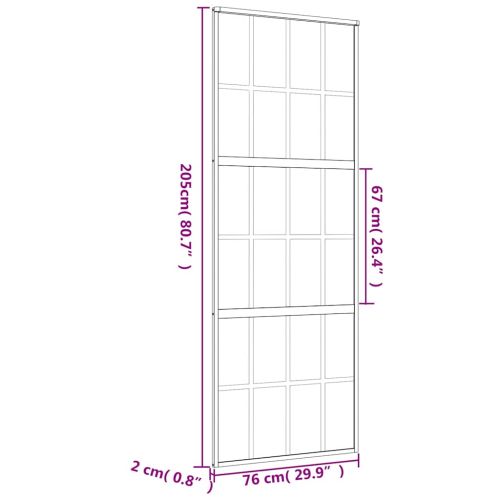 Плъзгаща се врата 76x205 см прозрачно ESG стъкло и алуминий