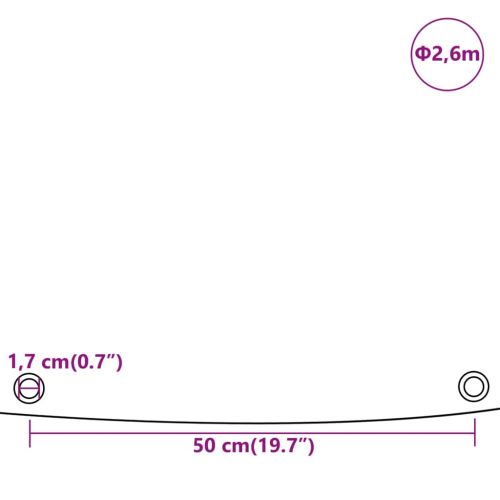Брезент сив Ø 2,6 м 650 г/м²