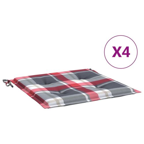 Възглавници за стол 4 бр червено каре 50x50x4 см Оксфорд плат