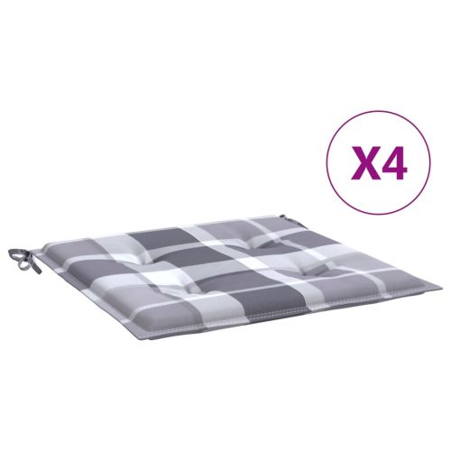 Възглавници за столове 4 бр сиво каре 50x50x4 см Оксфорд плат