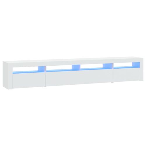 ТВ шкаф с LED осветление, бял, 240x35x40 см