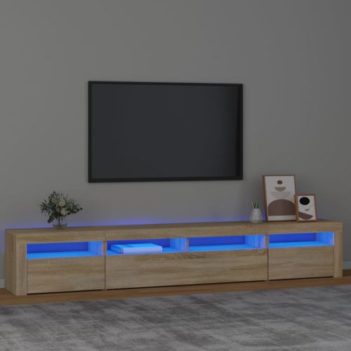 ТВ шкаф с LED осветление, дъб сонома, 240x35x40 см