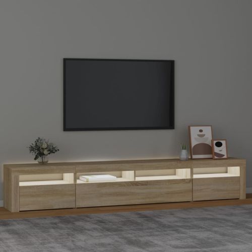 ТВ шкаф с LED осветление, дъб сонома, 240x35x40 см