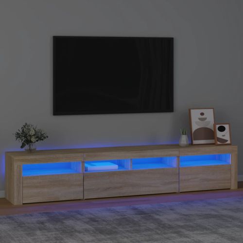ТВ шкаф с LED осветление, дъб сонома, 240x35x40 см