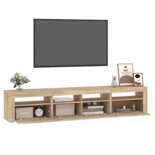 ТВ шкаф с LED осветление, дъб сонома, 240x35x40 см
