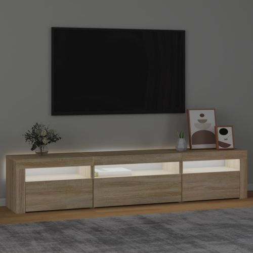 ТВ шкаф с LED осветление, дъб сонома, 195x35x40 см