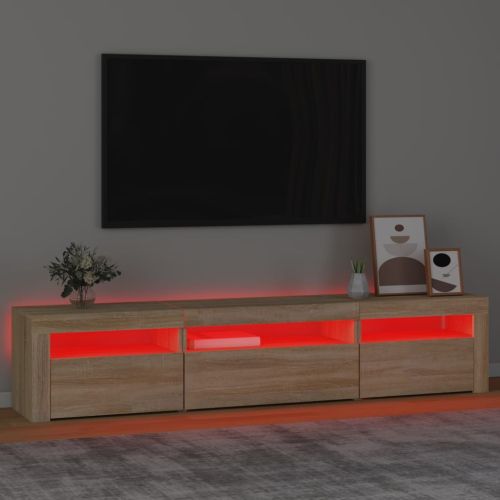 ТВ шкаф с LED осветление, дъб сонома, 195x35x40 см