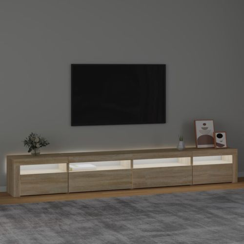 ТВ шкаф с LED осветление, дъб сонома, 270x35x40 см