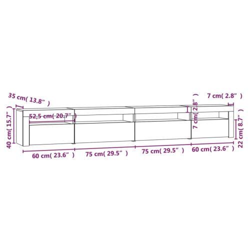 ТВ шкаф с LED осветление, дъб сонома, 270x35x40 см