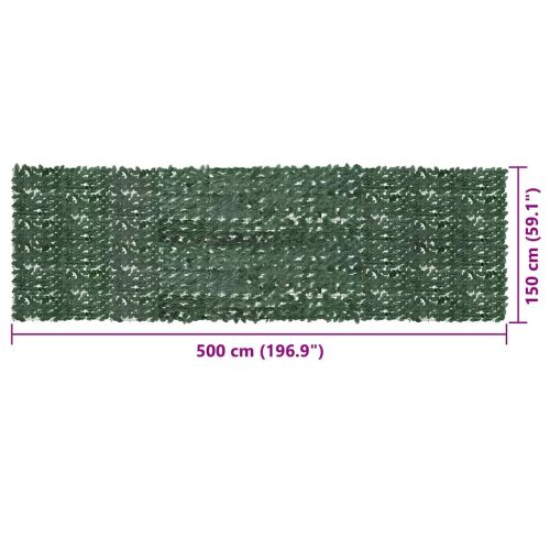 Балконски параван с тъмнозелени листа, 500x150 см