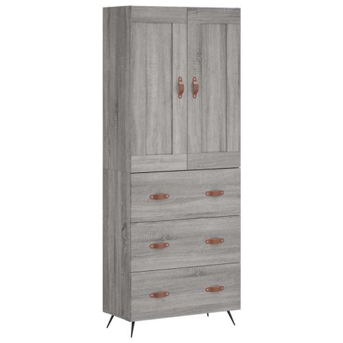 Висок шкаф, сив сонома, 69,5x34x180 см, инженерно дърво