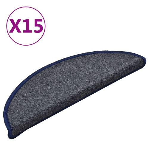 Изтривалки за стълби 15 бр. 56x17x3 см, тъмносиви и сини, полукръгли