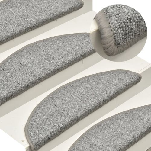 Изтривалки за стълби, 15 бр., 56x17x3 см, светлосиви, полукръгли