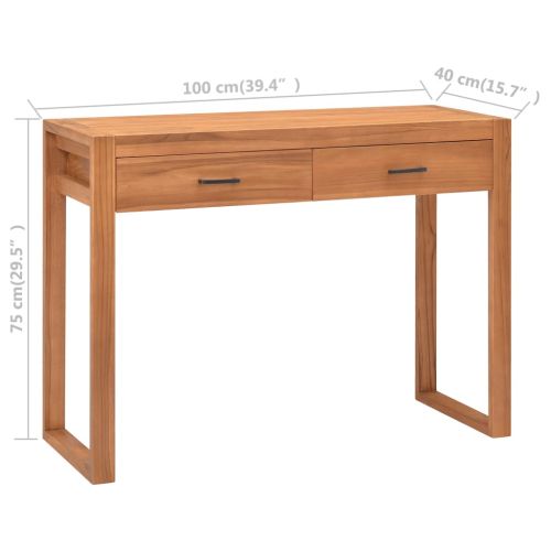 Бюро с 2 чекмеджета, 100x40x75 см, тиково дърво