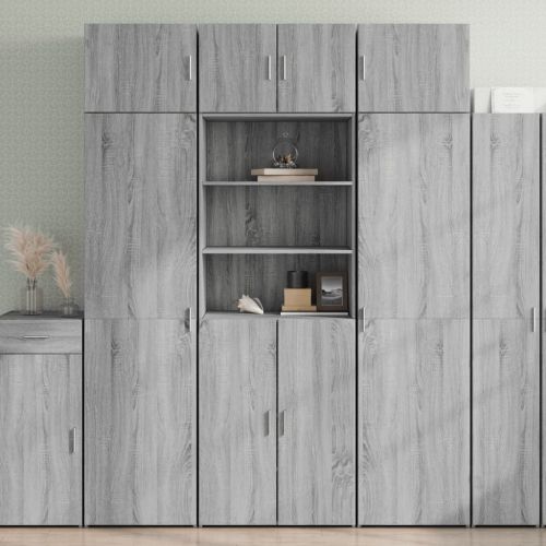 Висок шкаф, сив сонома, 70x42,5x185 см, инженерно дърво