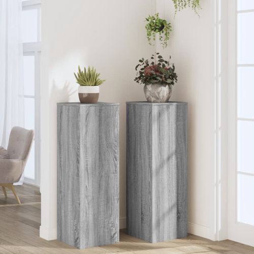 Стойки за растения 2 бр сив сонома 33x33x100 см инженерно дърво