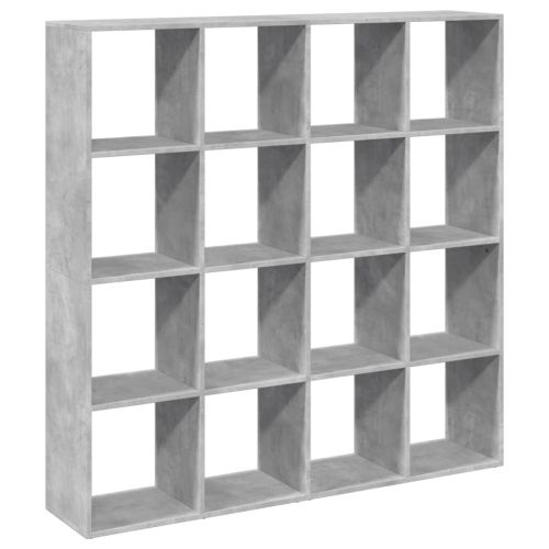 Библиотека, бетонно сива, 137,5x29x137,5 см, инженерно дърво