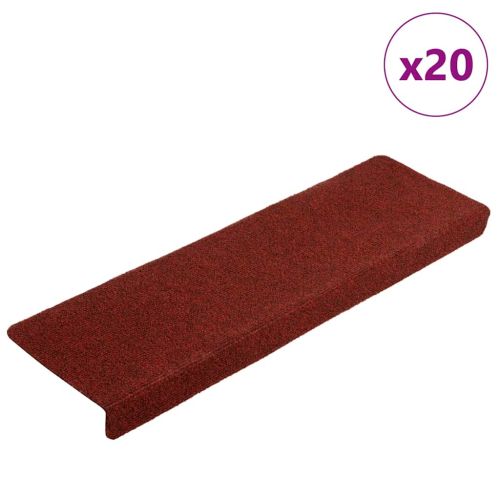 Самозалепващи се постелки за стълби, 20 бр., 65x21x4 см, бордо червени, правоъгълен кант