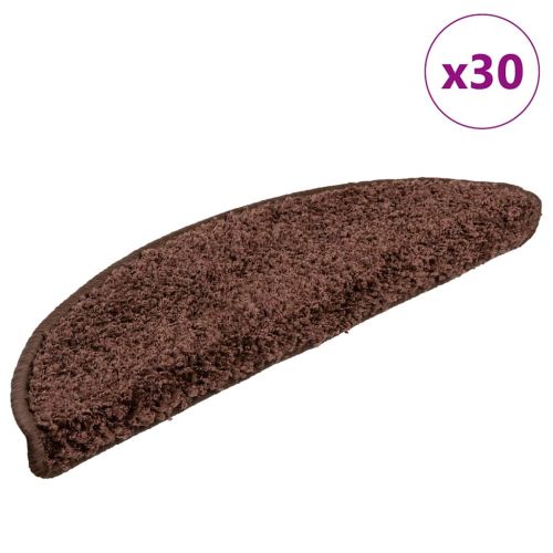 Изтривалки за стълби, 30 бр., 56x17x3 см, кафяви, полукръгли