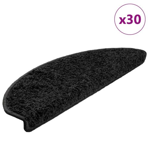 Изтривалки за стълби, 30 бр., 65x21x4 см, черни, полукръгли, големи