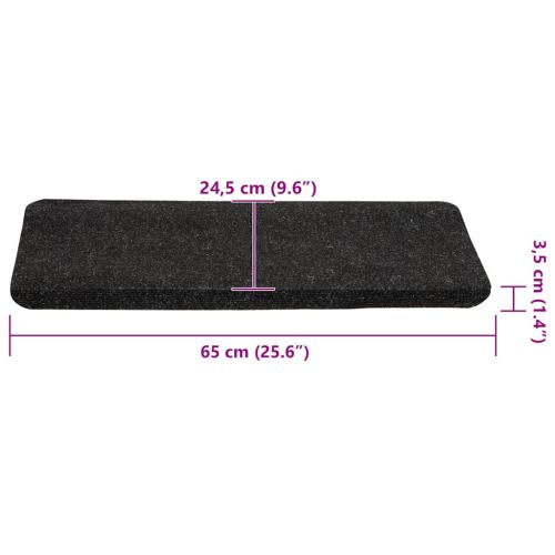 Самозалепващи стелки за стълби, 30 бр, антрацит, 65x24,5x3,5 см