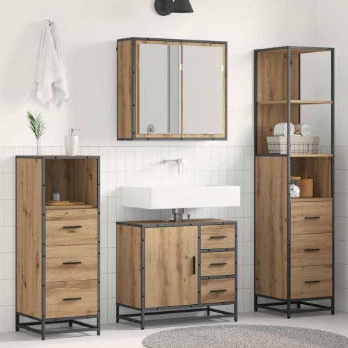 Комплект мебели за баня с чекмедже 4 pcs Дъб Инженерно дърво