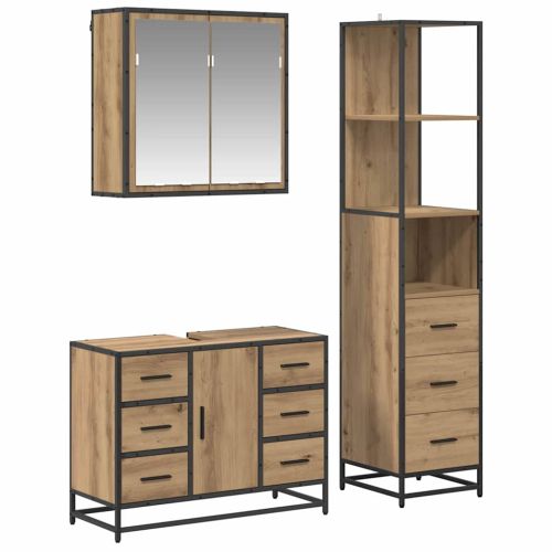 Комплект мебели за баня с чекмедже 3 pcs Дъб Инженерно дърво