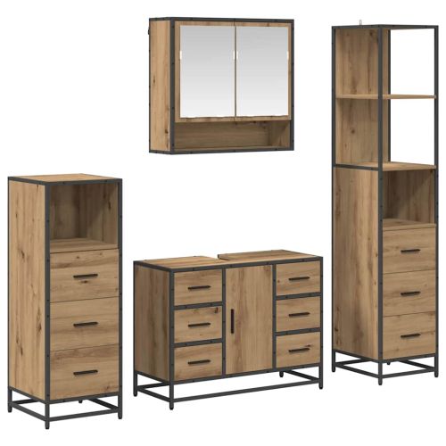 Комплект мебели за баня с чекмедже 4 pcs Дъб Инженерно дърво