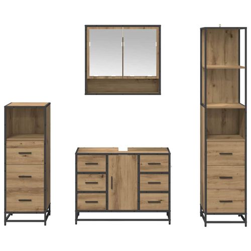 Комплект мебели за баня с чекмедже 4 pcs Дъб Инженерно дърво