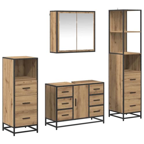 Комплект мебели за баня 4 pcs дъб артизан Инженерно дърво