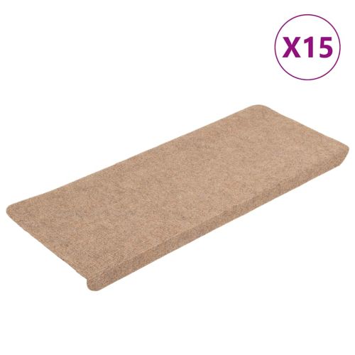 Самозалепващи стелки за стълби, 15 бр, 65x24,5x3,5 см, бежови