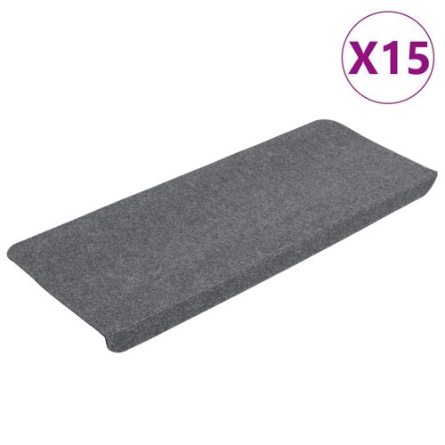 Самозалепващи стелки за стълби, 15 бр, 65x24,5x3,5 см, сиви
