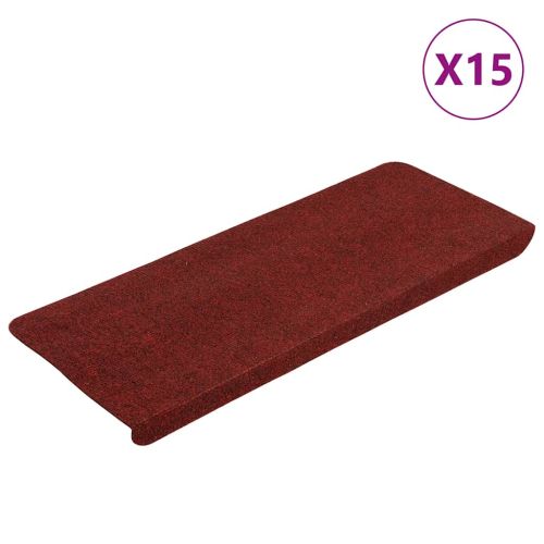 Самозалепващи стелки за стълби, 15 бр, 65x24,5x3,5 см, червени