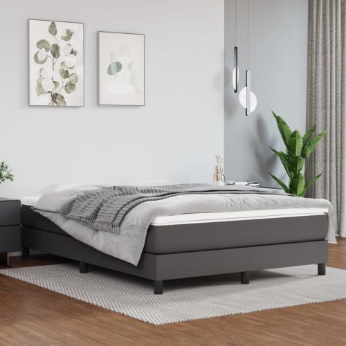 Матрак с покет пружини средна твърдост сив 140x190x20 см изкуствена кожа